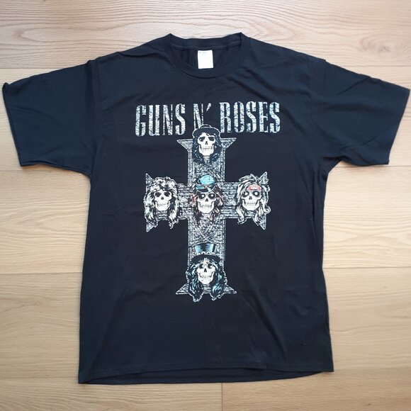 Guns n' Roses - Cross Logo - New Large Black T-Shirt - Picture 1 of 4